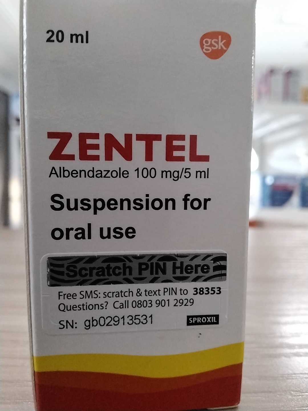 Zentel suspension